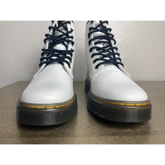 NEW DR MARTENS BOOTS WOMENS FAIRY GRUNGE EDGY WHITE LEATHER COMBAT BLACK ZAVALA - Picture 6 of 10